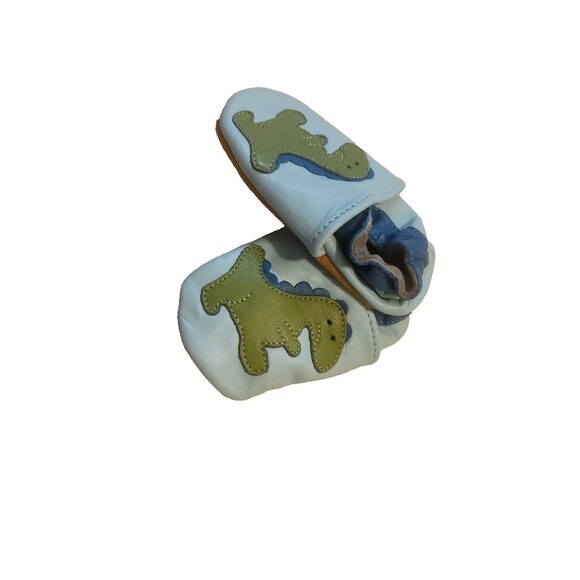 Olea London Baby Leather Shoes Dinosaur Blue 6-12M Soft Sole New Without Tags - Picture 6 of 9